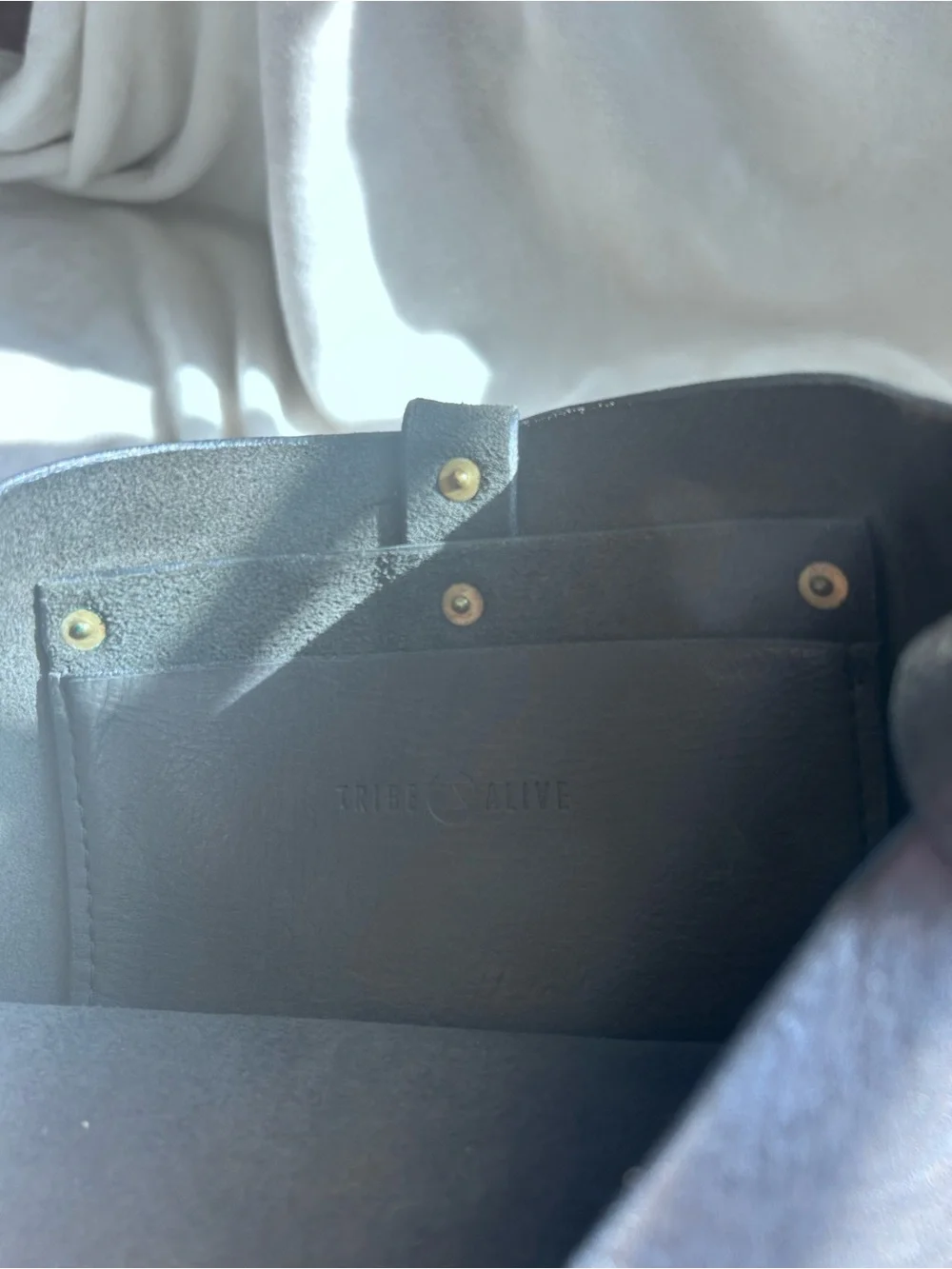 Black Leather Crossbody Bag with Brass Hardware - Tribe Alive